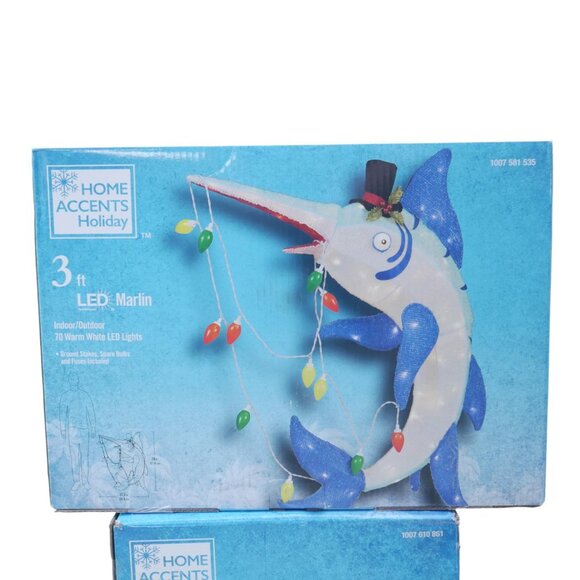 36in MARLIN Tinsel Longfin Saury LED Christmas Light Yard Sculpture 3 Ft Fishing - Picture 3 of 11